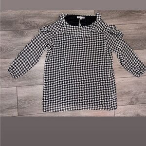 Variations Size XL Cold Shoulder Blouse Ruffles Black White New W Tags